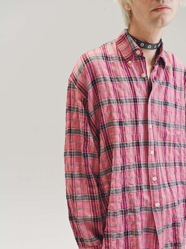 Our Legacy Cerise Memory Check Borrowed BD Shirt - Pink | Garmentory