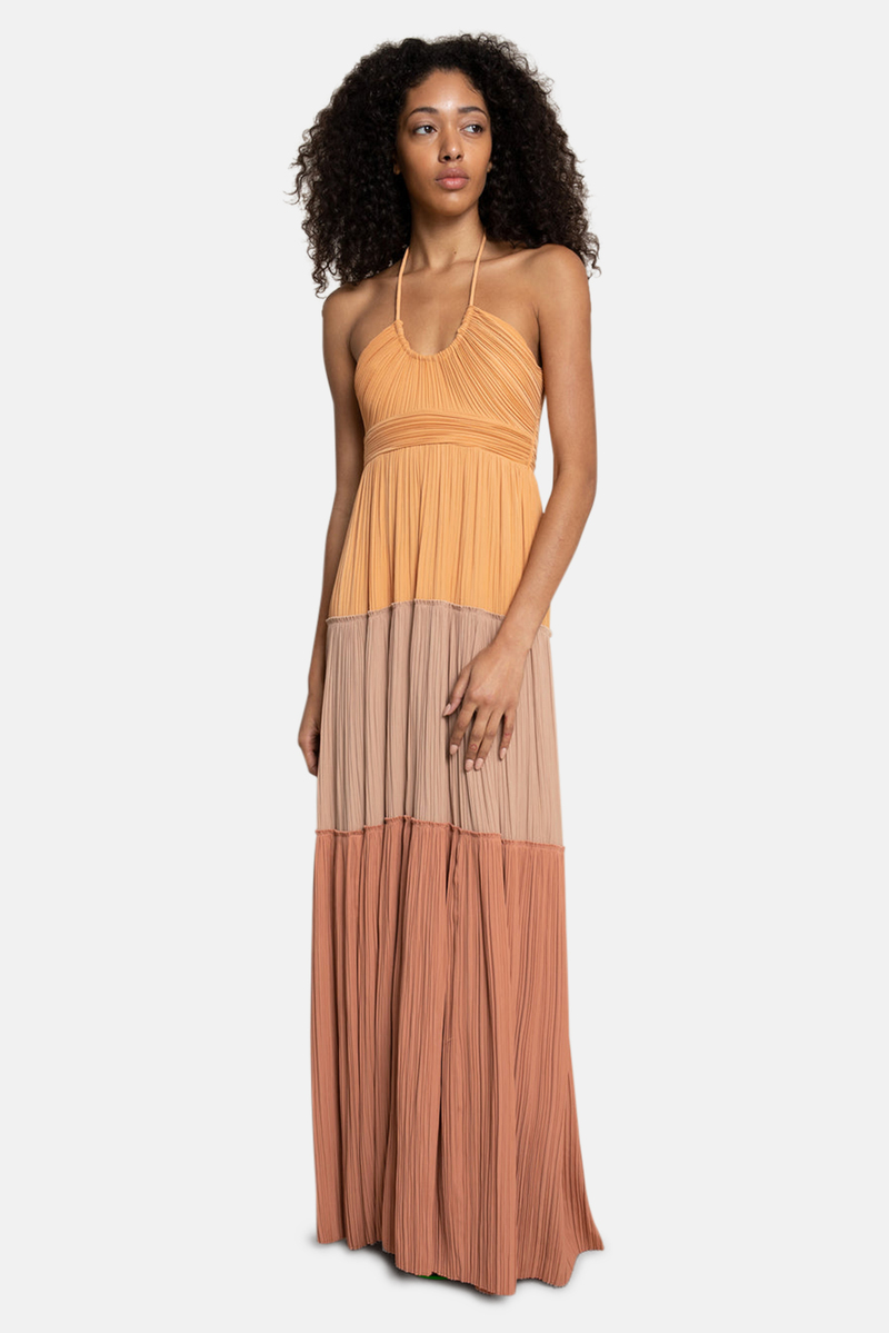slip halter dress Isla Halterneck Maxi Slip Dress | Berry Red main image 1