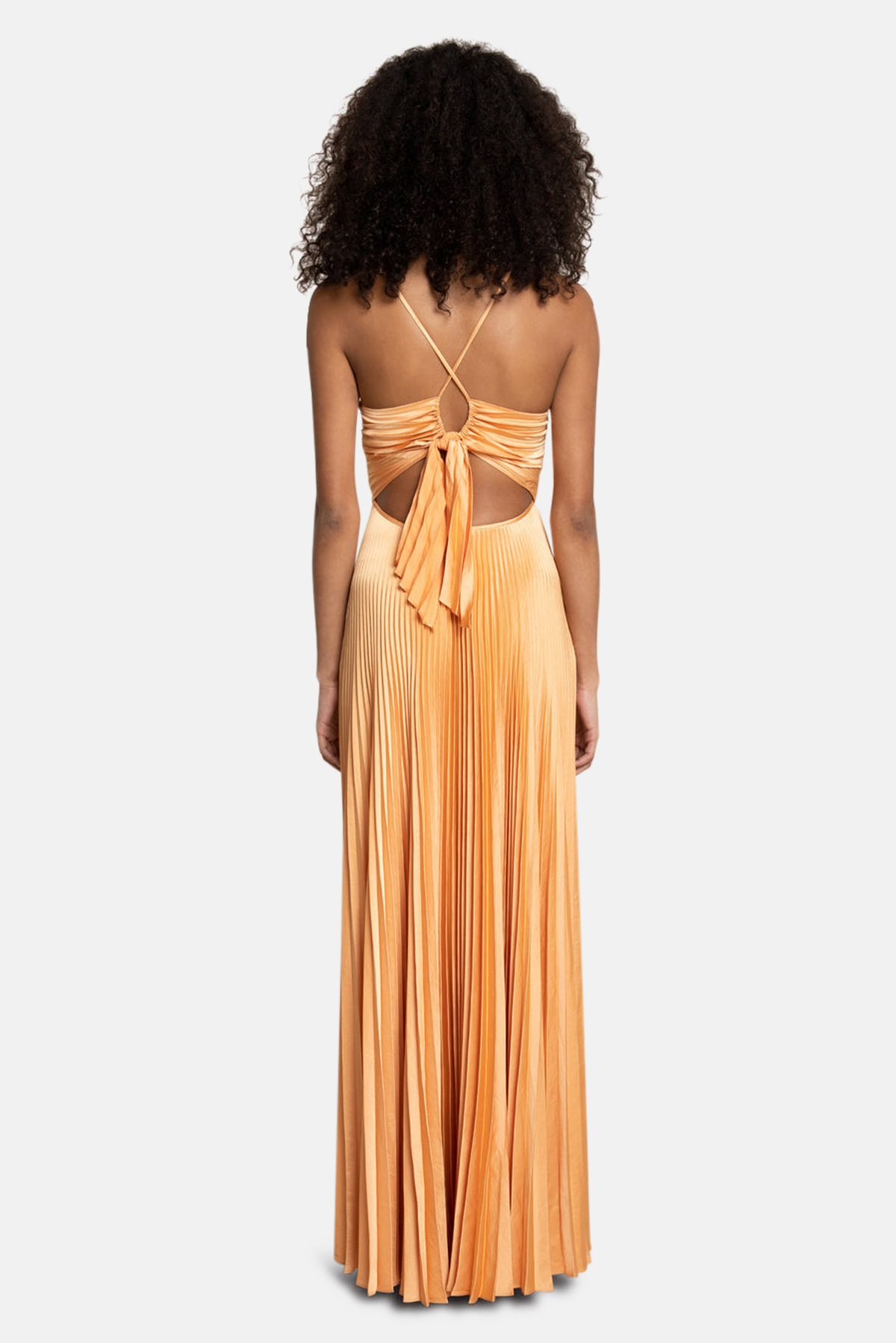 slim fit dress slacks Gold Halter Pleated Metallic Dress