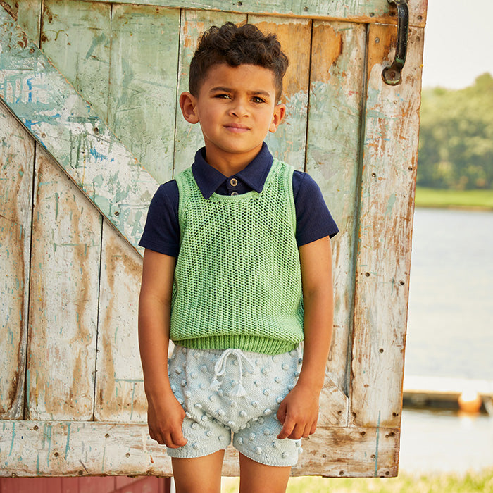Misha & Puff Child Net Stitch Tank Top Peapod | Garmentory