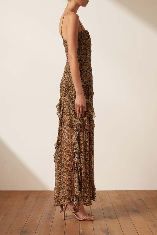 shona joy brown floral dress SHONA JOY Vacanza Square Neck Maxi Dress main image 0