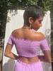 Abacaxi Smocked Off the Shoulder Top - Thumbnail 4