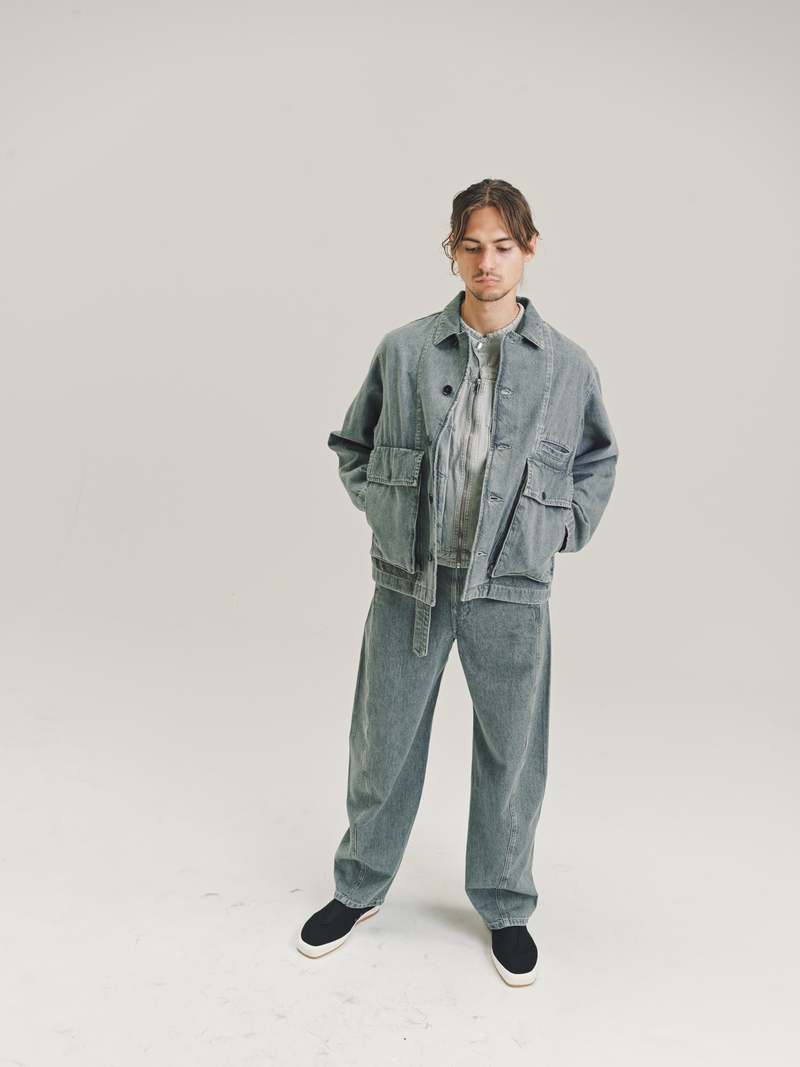 Grey Stone Washed Denim Boxy Blouson | Garmentory
