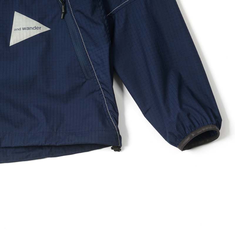 and wander BREATH RIP HOODIE sweater - NAVY | Garmentory