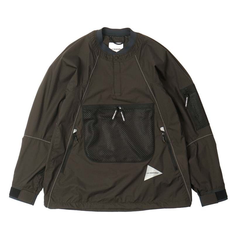 and wander BREATH RIP PULLOVER JACKET - BROWN | Garmentory