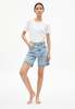 Armedangels Freymaa Organic Cotton Denim Shorts - Powder Indigo - Thumbnail 1