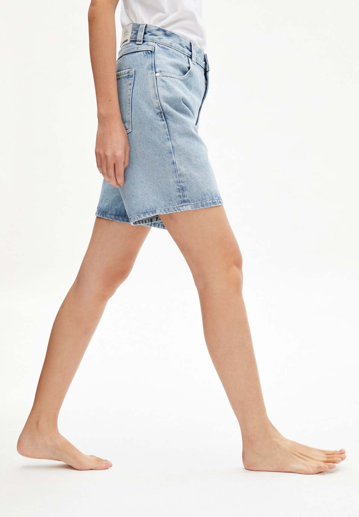 Armedangels Freymaa Organic Cotton Denim Shorts - Powder Indigo - Image 3 of 7