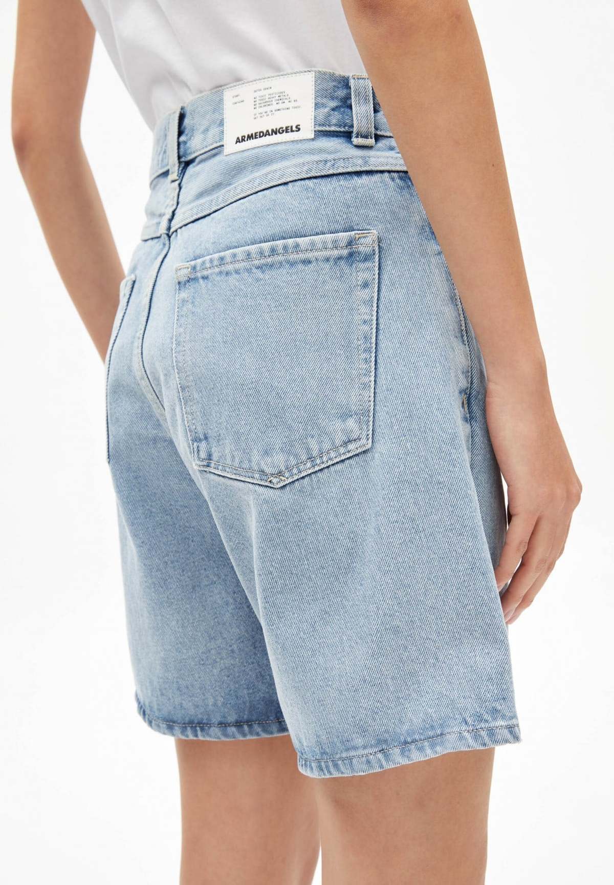 Armedangels Freymaa Organic Cotton Denim Shorts - Powder Indigo - Image 4 of 7