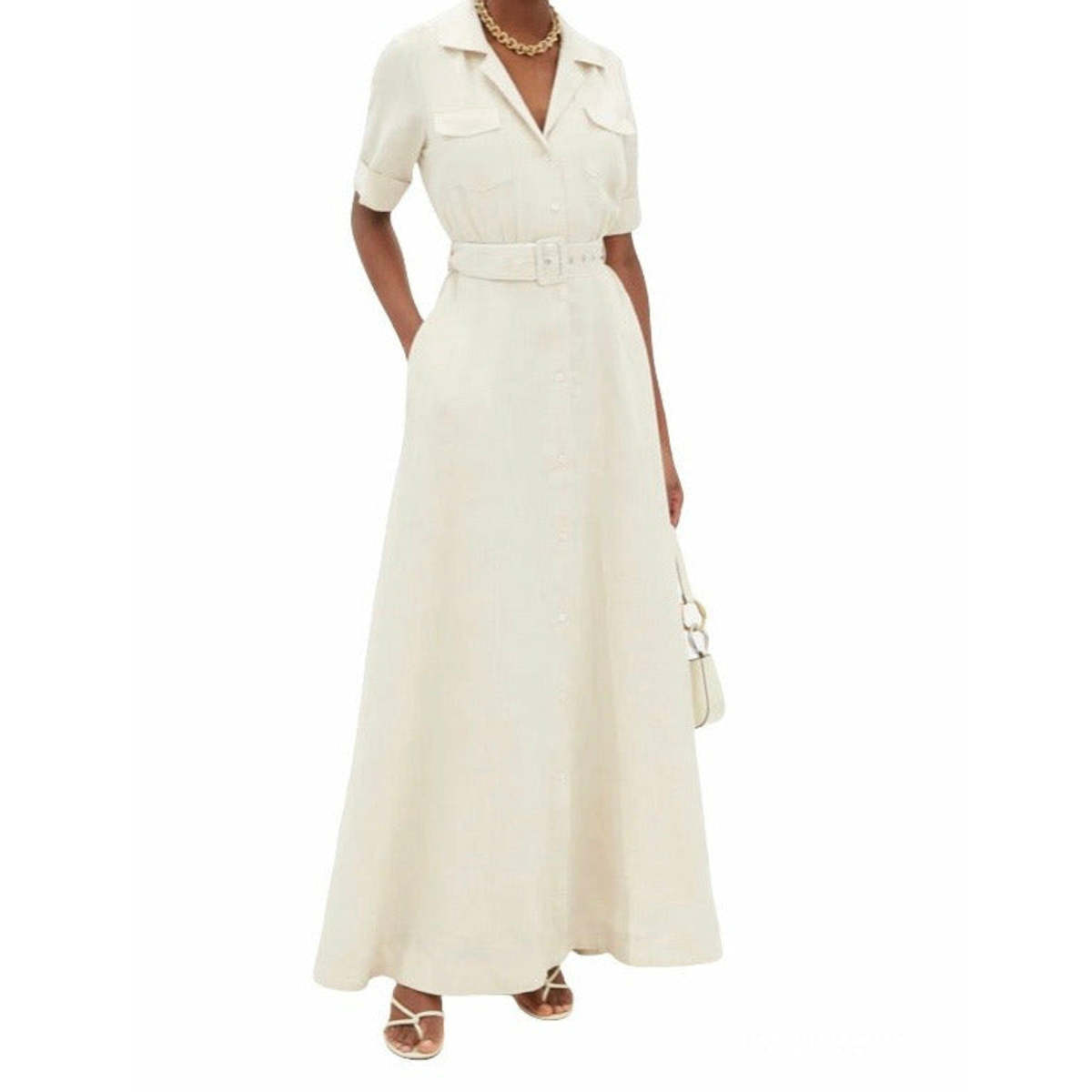 staud millie dress ivory micro stripe - Natural White This style features a