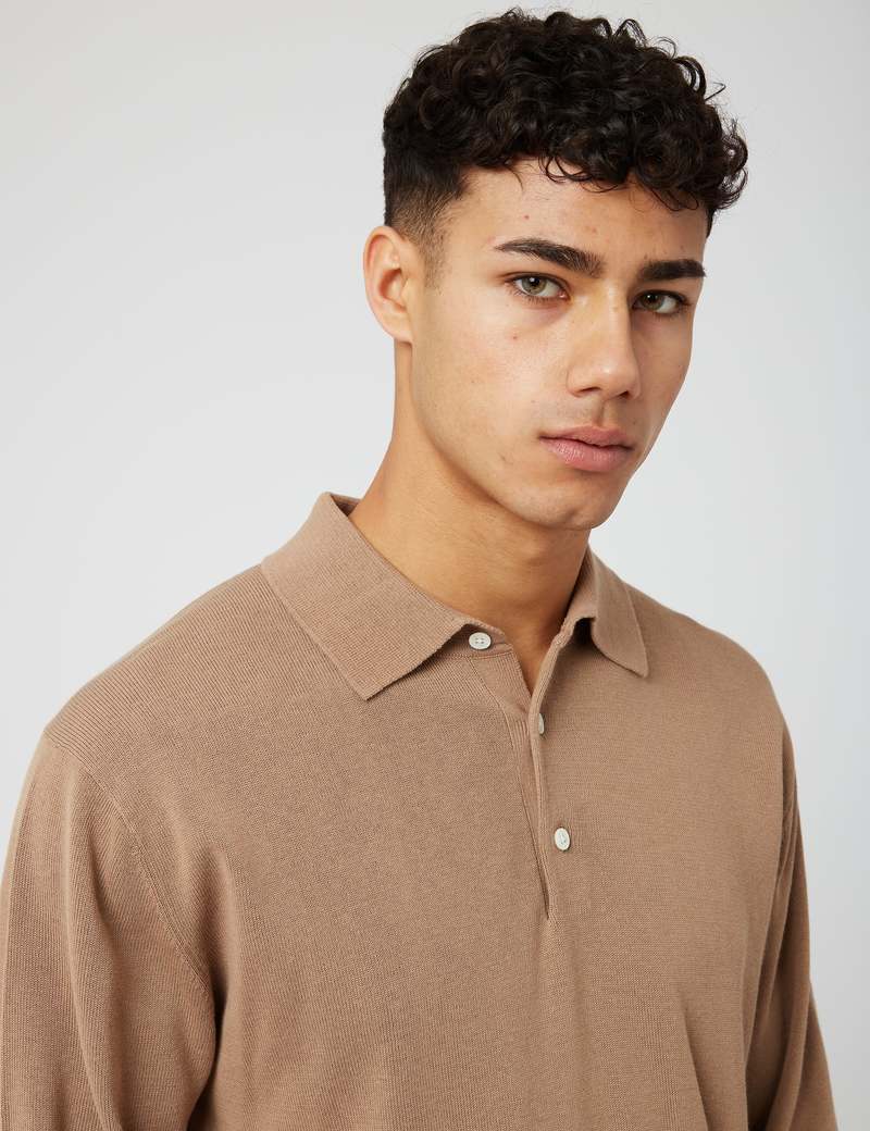 Beams Plus Knitted Polo (12G) - Khaki | Garmentory