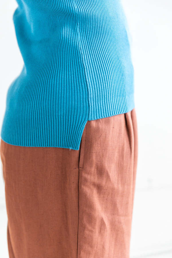 Auralee Giza High Gauge Rib Knit Tank - Blue | Garmentory