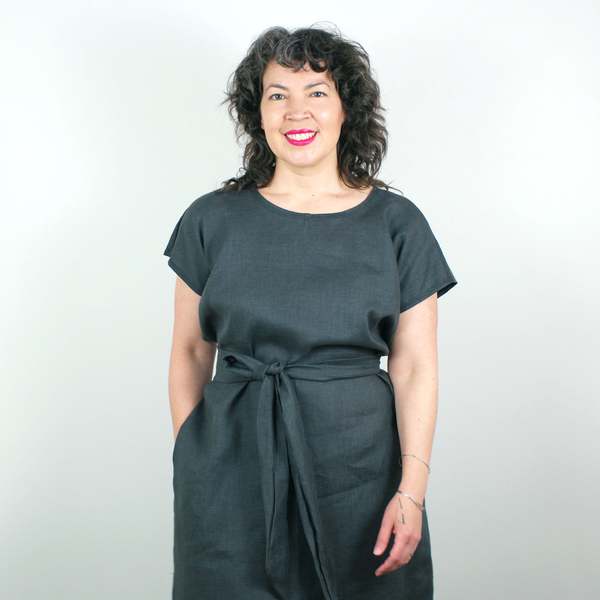 Erin MacLeod Linen Shift Dress w/ Pockets - Charcoal | Garmentory