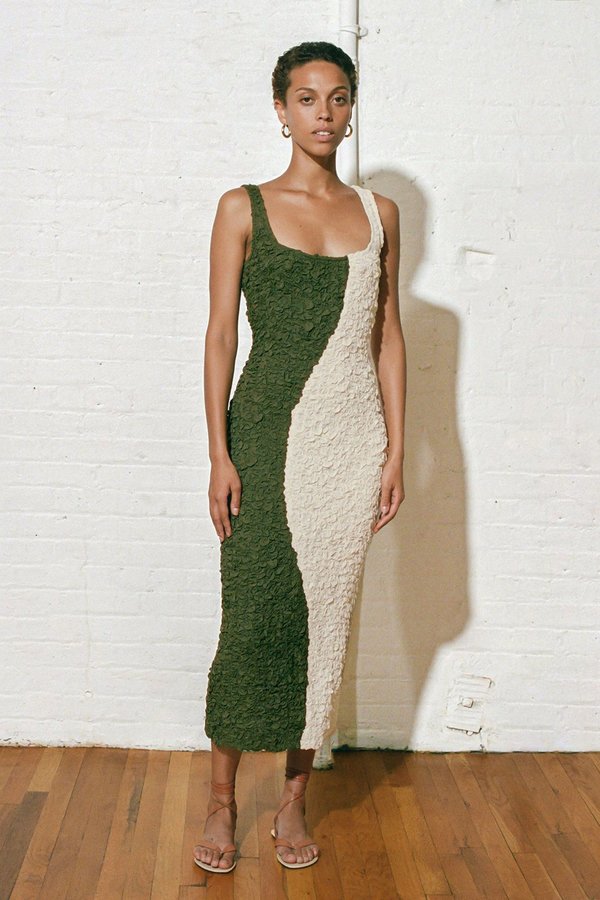 Mara Hoffman Sloan Dress - Olive/Cream | Garmentory