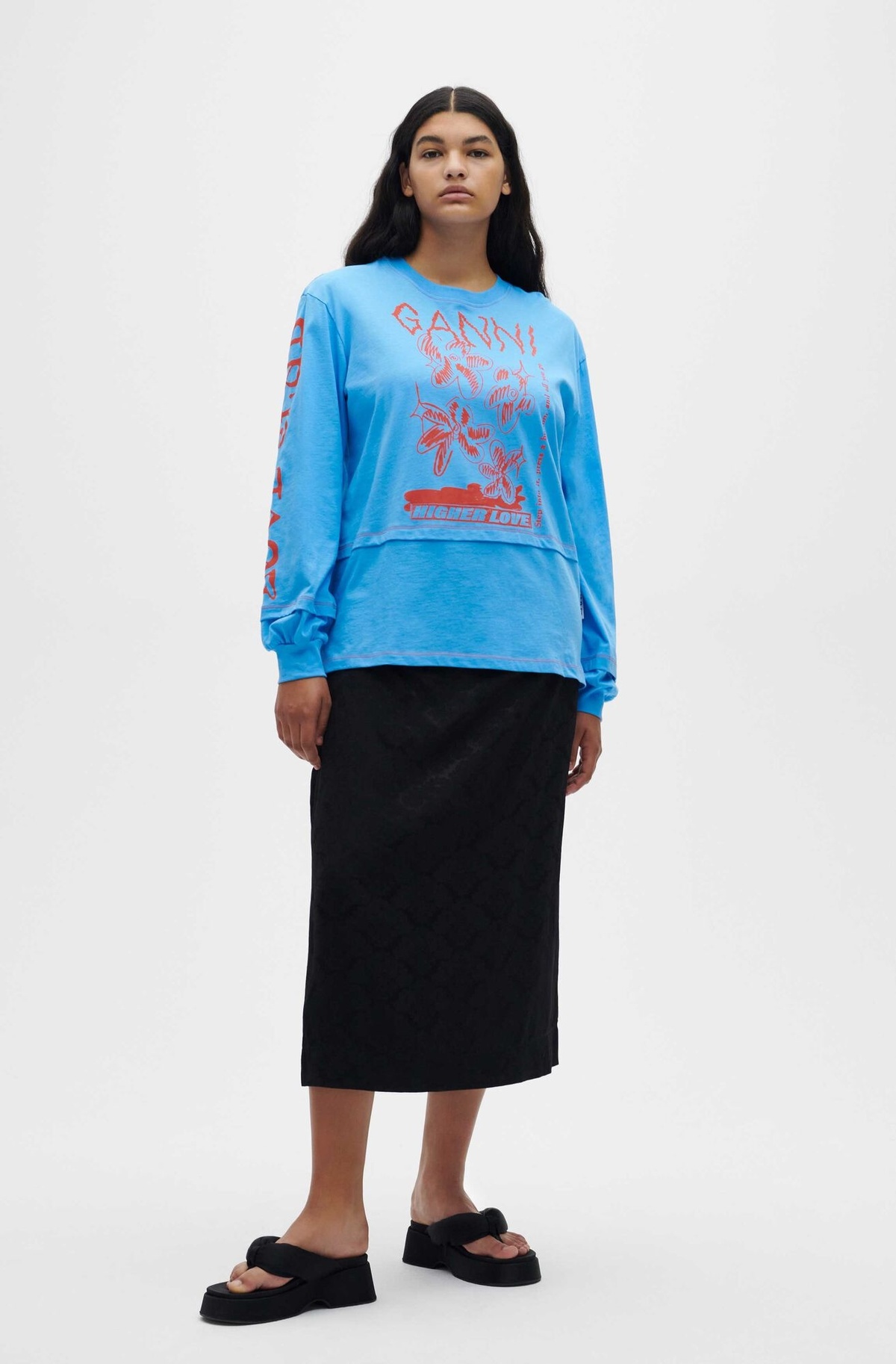 トップス GANNI Love T-Shirt Azure Blue 早い者勝ち】GANNI Love T-Shirt Azure Blue 青