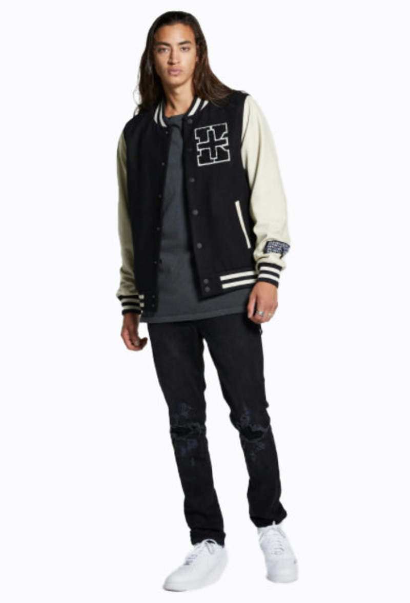 Ksubi King Patch Letterman Bomber - Black