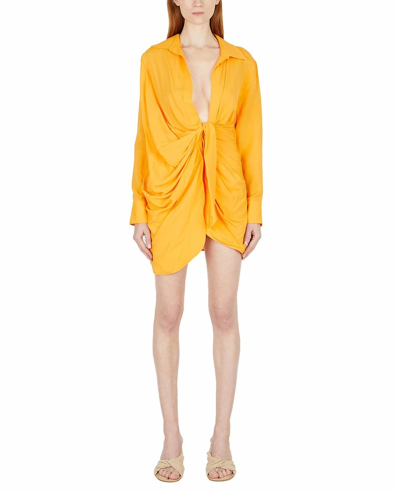 strapless open back dress Jacquemus La Robe Sorbetto orange  LABELS