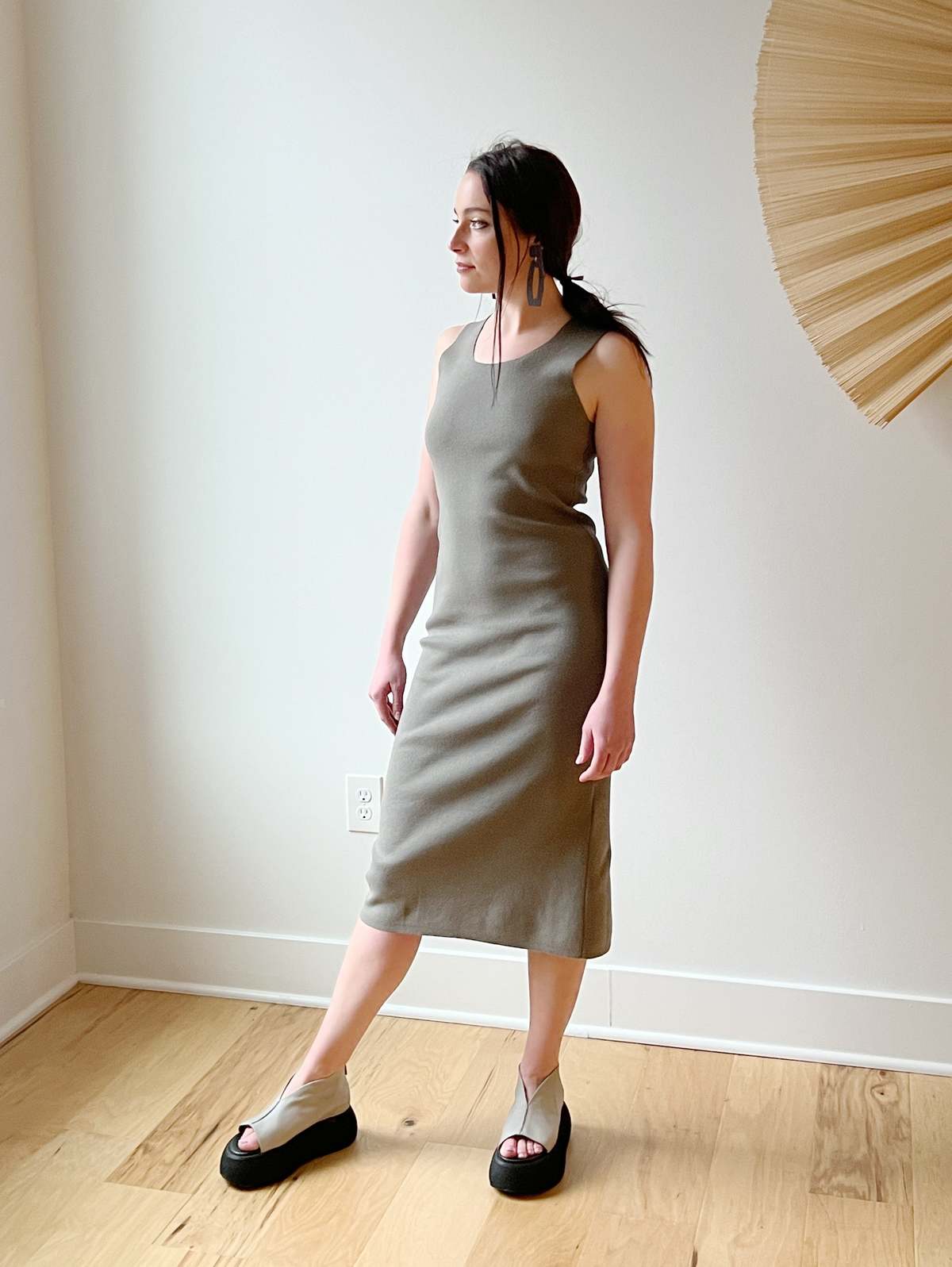 cream dress black belt Nara Drop Waist Throw on white sneakers Waist of corset fully closed (Inches):22 Plus Size Maternity Clothes FilterBrown