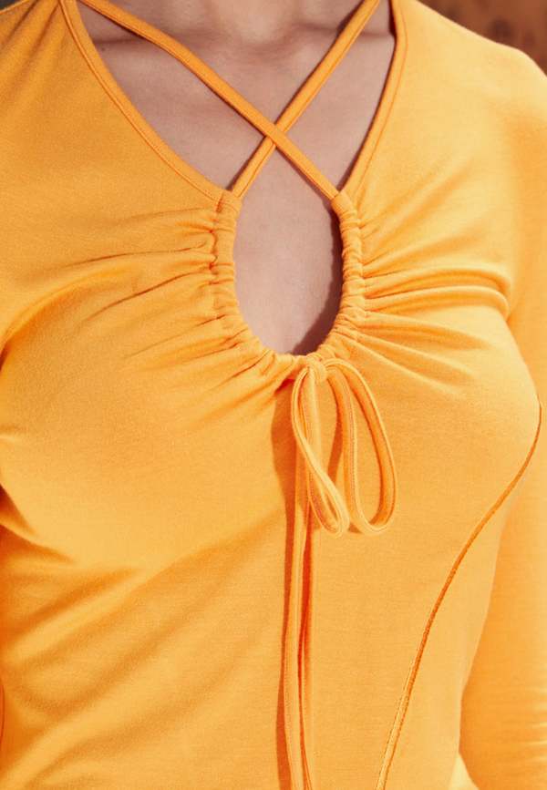 ANDERSSON BELL Edie Cross String Embroidered Top - Orange