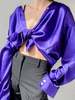 Satin Blouse - Violet - Thumbnail 1