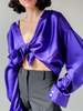 Satin Blouse - Violet - Thumbnail 3