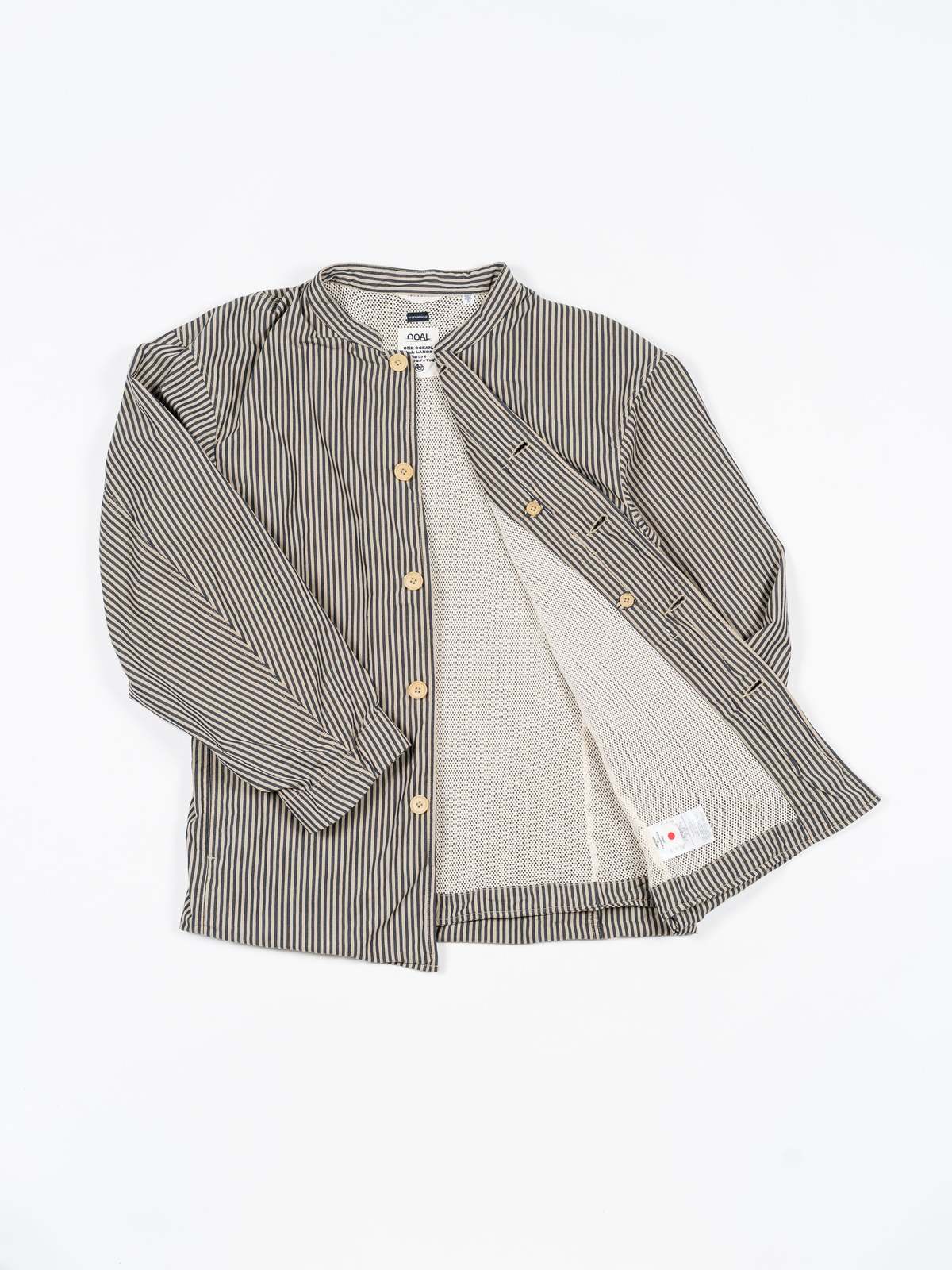 ジャケット・アウター nanamica stripe band collar jacket M Nanamica Band Collar Stripe Jacket - Beige/Navy | Garmentory