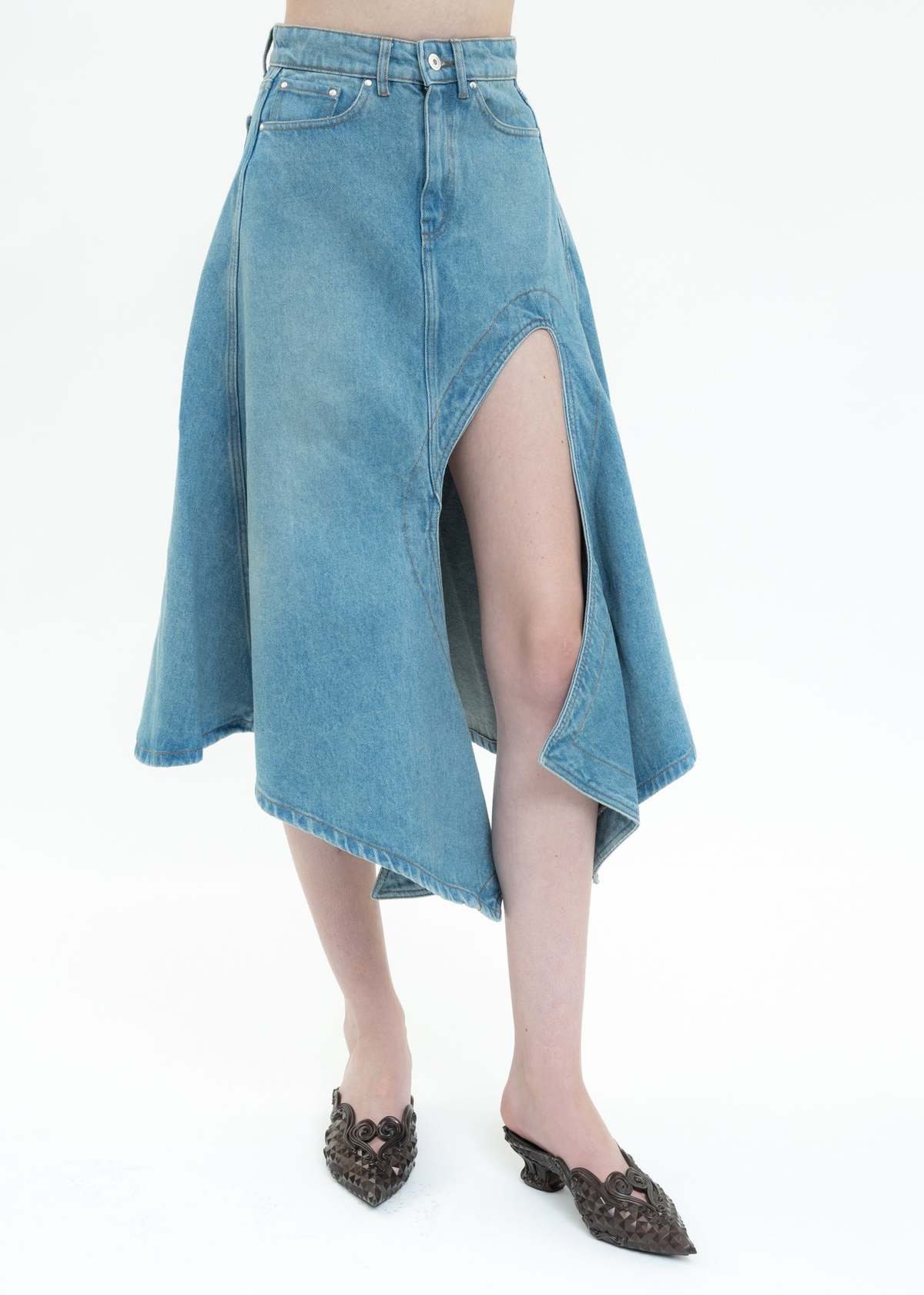 Y/project Cut Out Denim Skirt - Blue | Garmentory