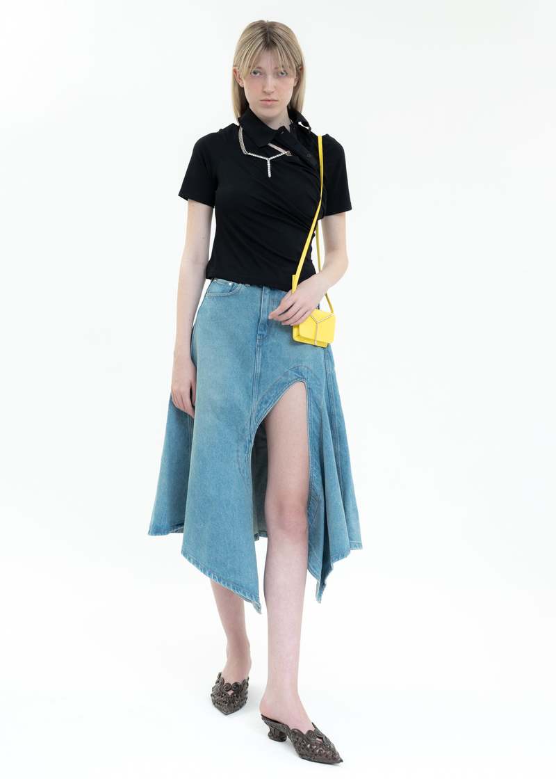 Y/project Cut Out Denim Skirt - Blue | Garmentory