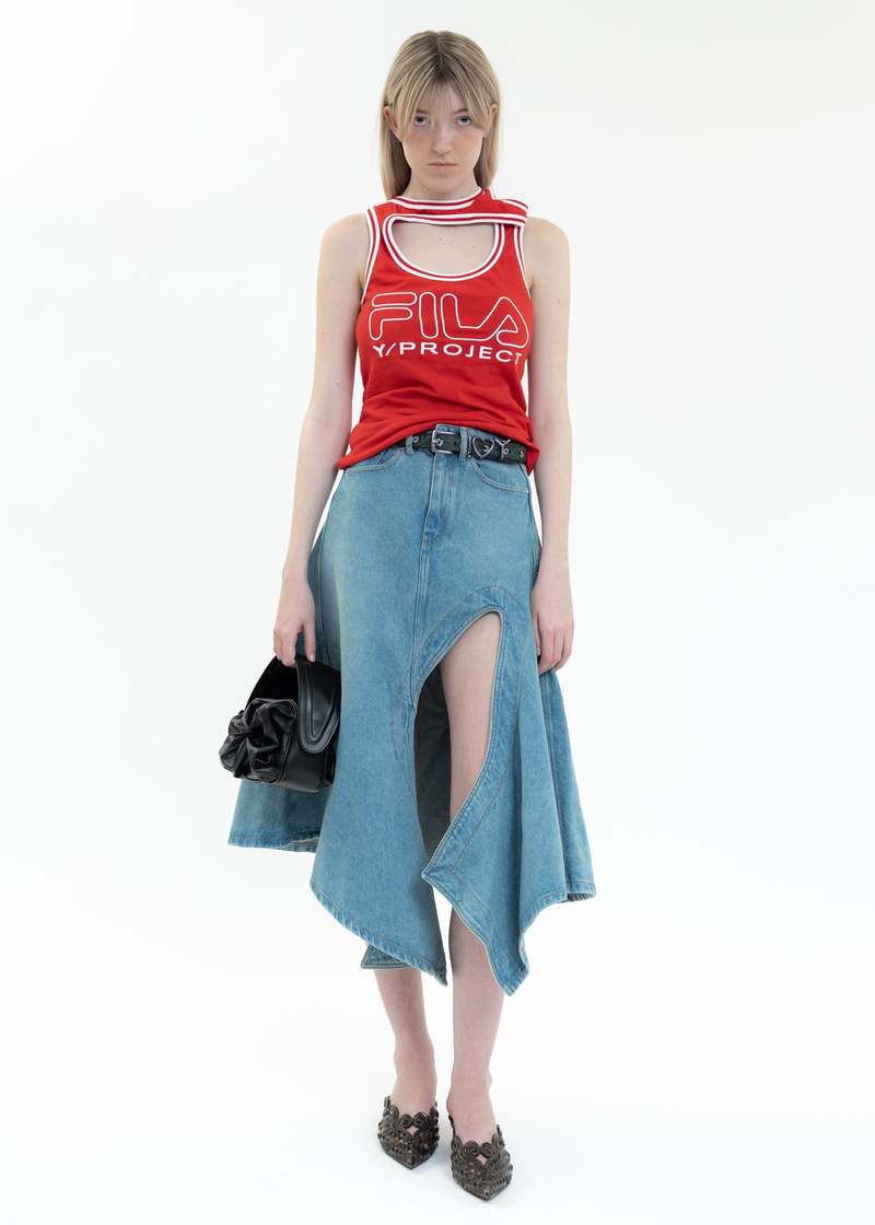 Y/project Cut Out Denim Skirt - Blue | Garmentory