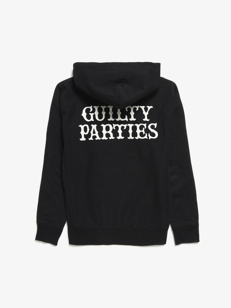 Guilty Parties Back Logo Printed Cotton Hoodie - Black | Garmentory