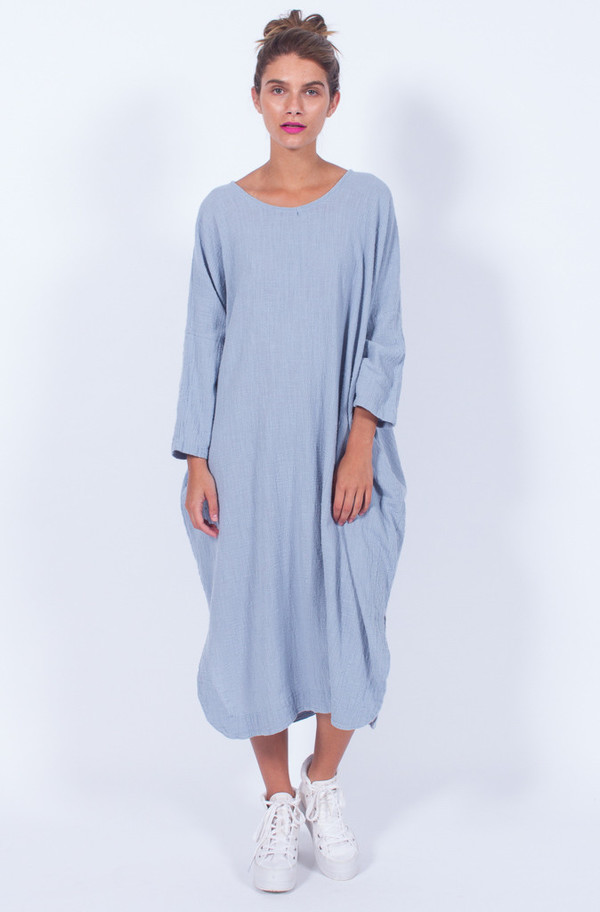 Yo Vintage! PALE BLUE OVERSIZED LINEN DRESS | Garmentory