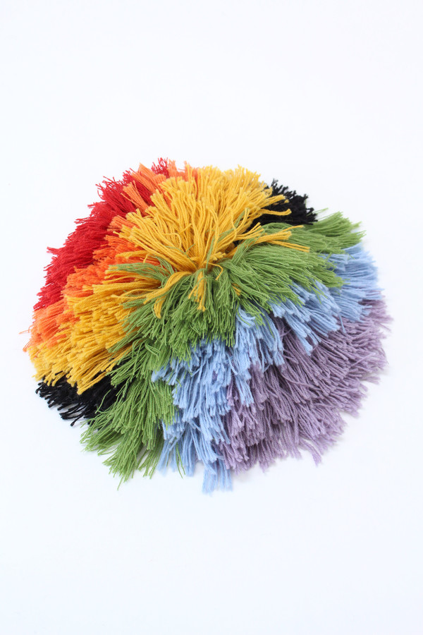 Artist Alpaca Handmade Fringe Pillow - Rainbow Black Artist Alpaca Handmade Fringe Pillow - Rainbow Black