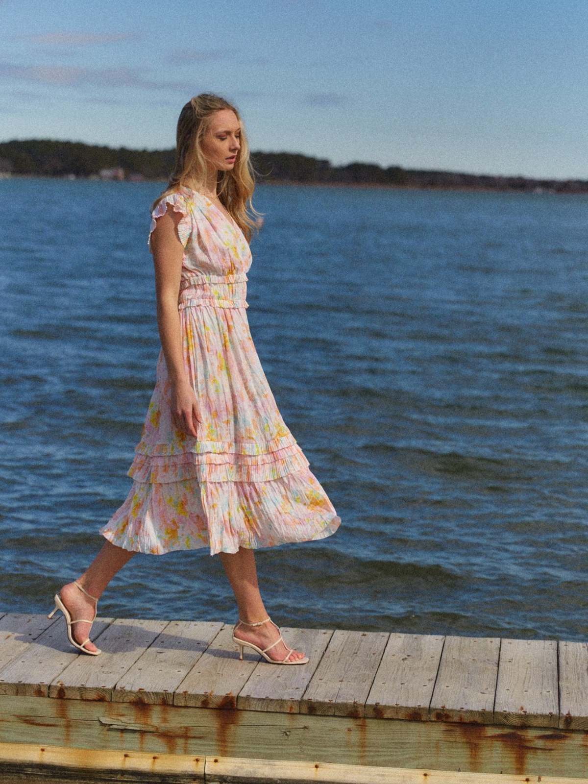 current air pink dress Current Air Watercolor Floral Dress