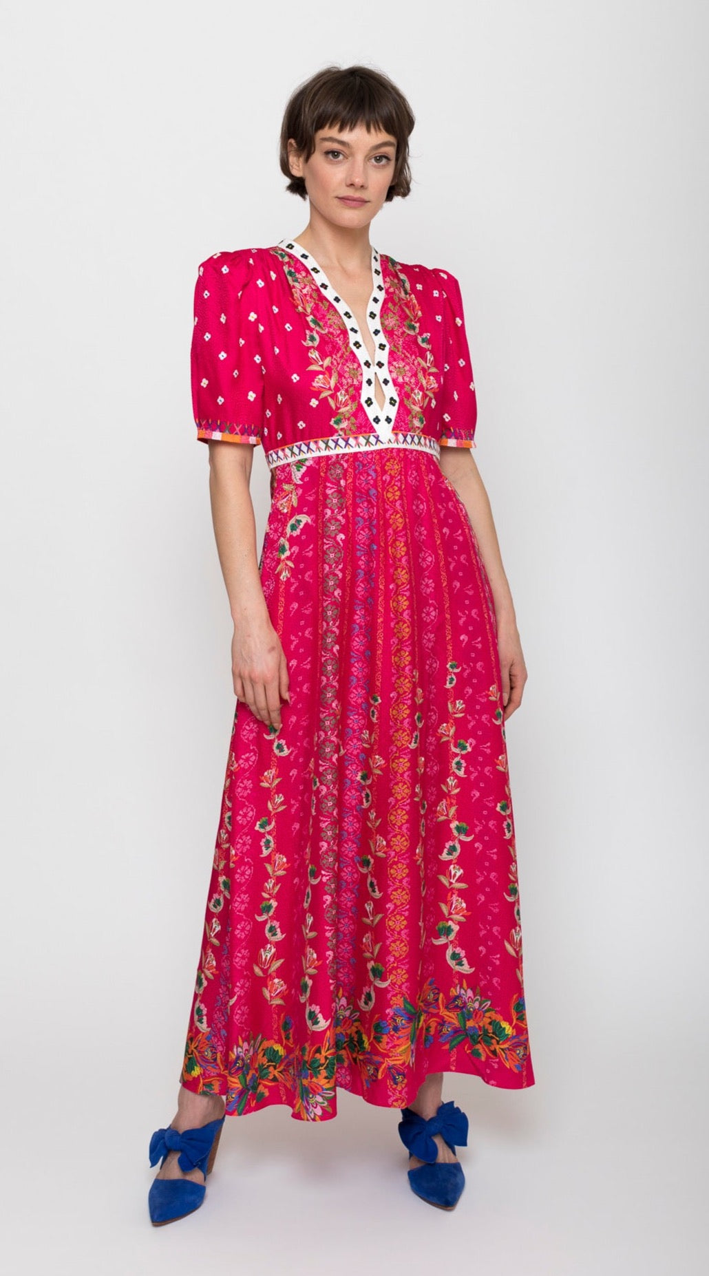 Saloni Tabitha Dress Fuchsia Falls print Garmentory