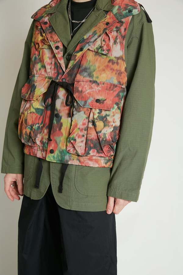 Engineered Garments Polyester Field Vest - Multi Color Floral/Camo 