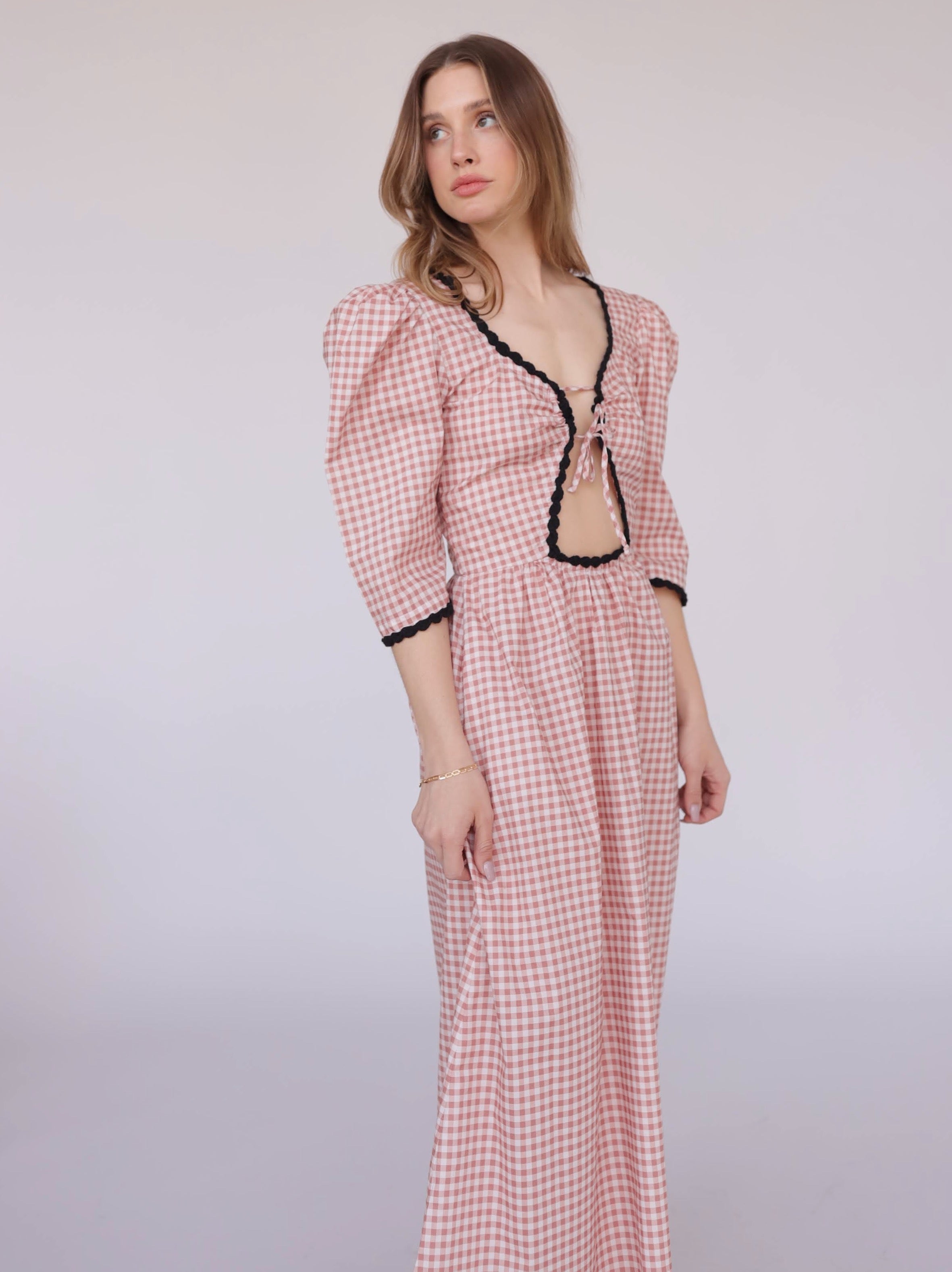 Tach Clothing Ilse Cotton Dress Brick Gingham Garmentory