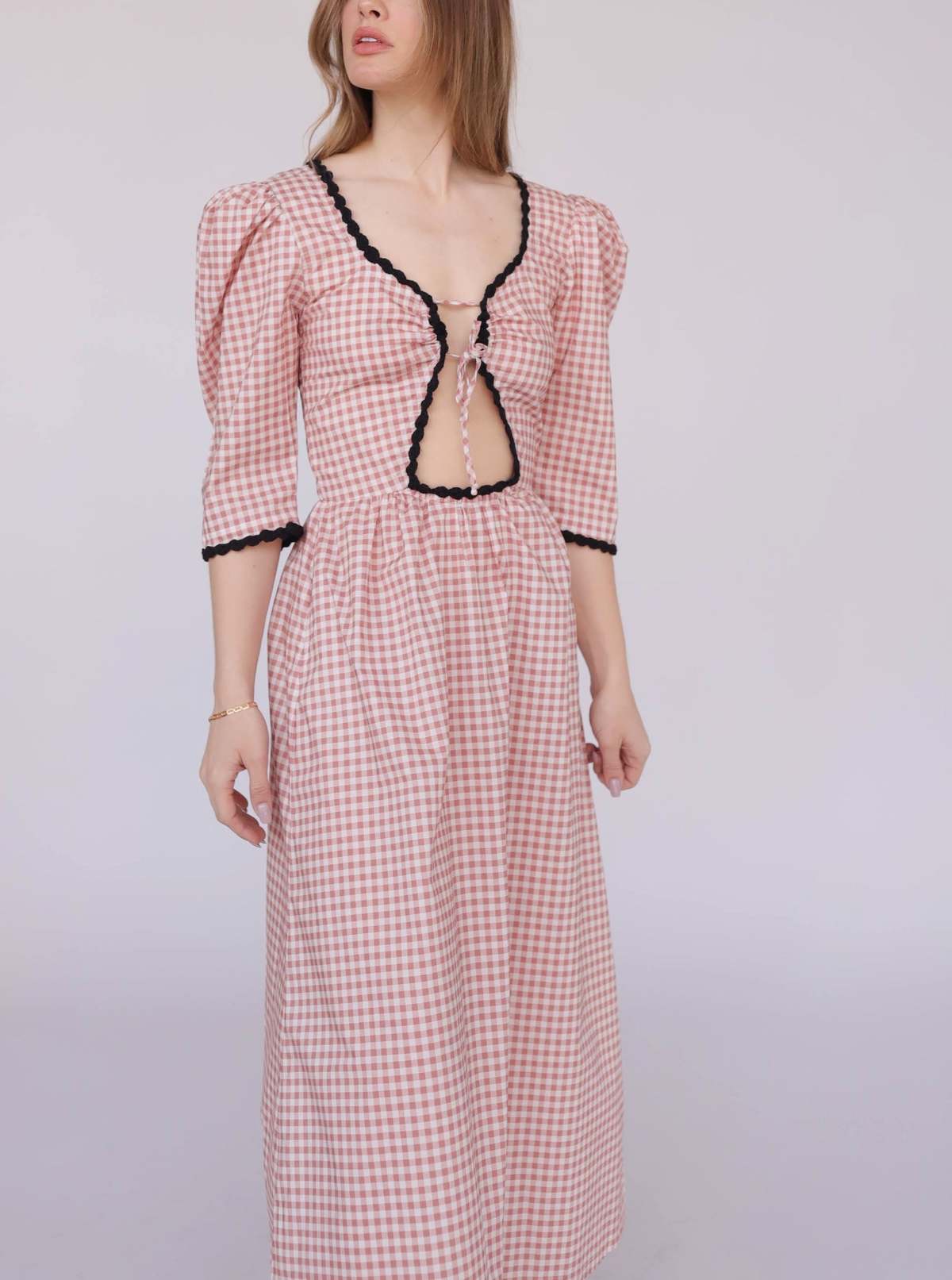 Tach Clothing Ilse Cotton Dress Brick Gingham Garmentory