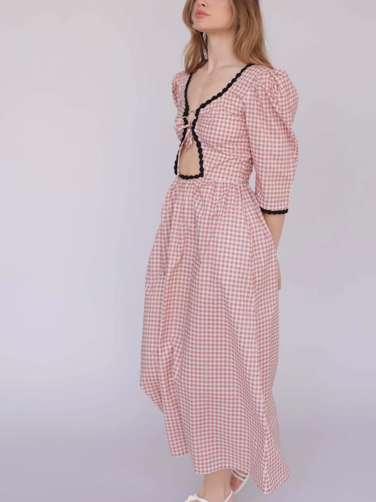 Tach Clothing Ilse Cotton Dress Brick Gingham Garmentory