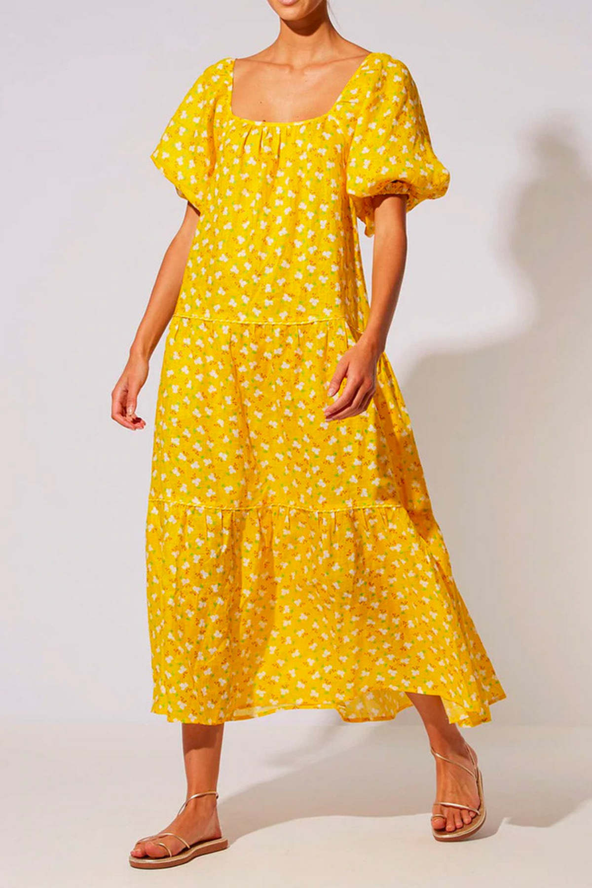 midi wrap dress floral Chiffon Floral Wrap Midi Dress | Asymmetrical