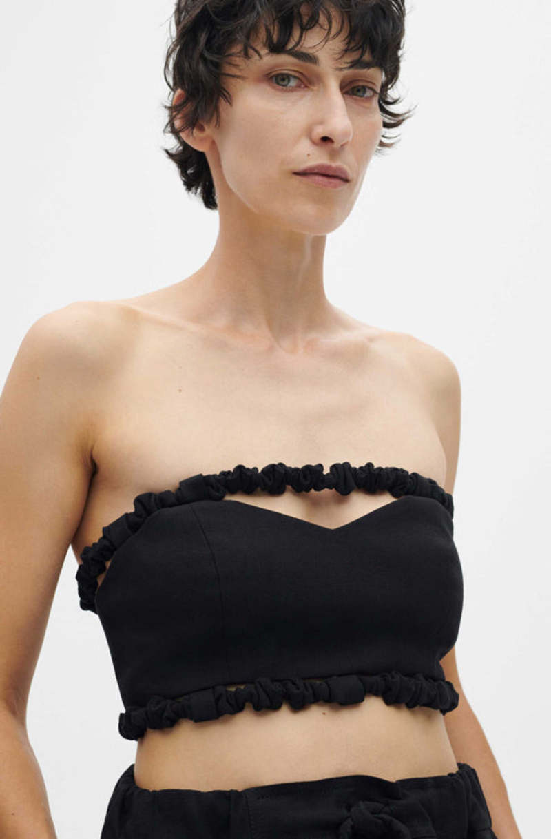 Ganni Strapless Crop Top - Black