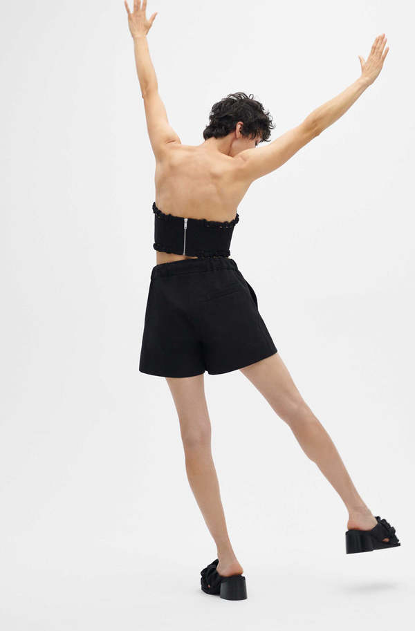 Ganni Strapless Crop Top - Black