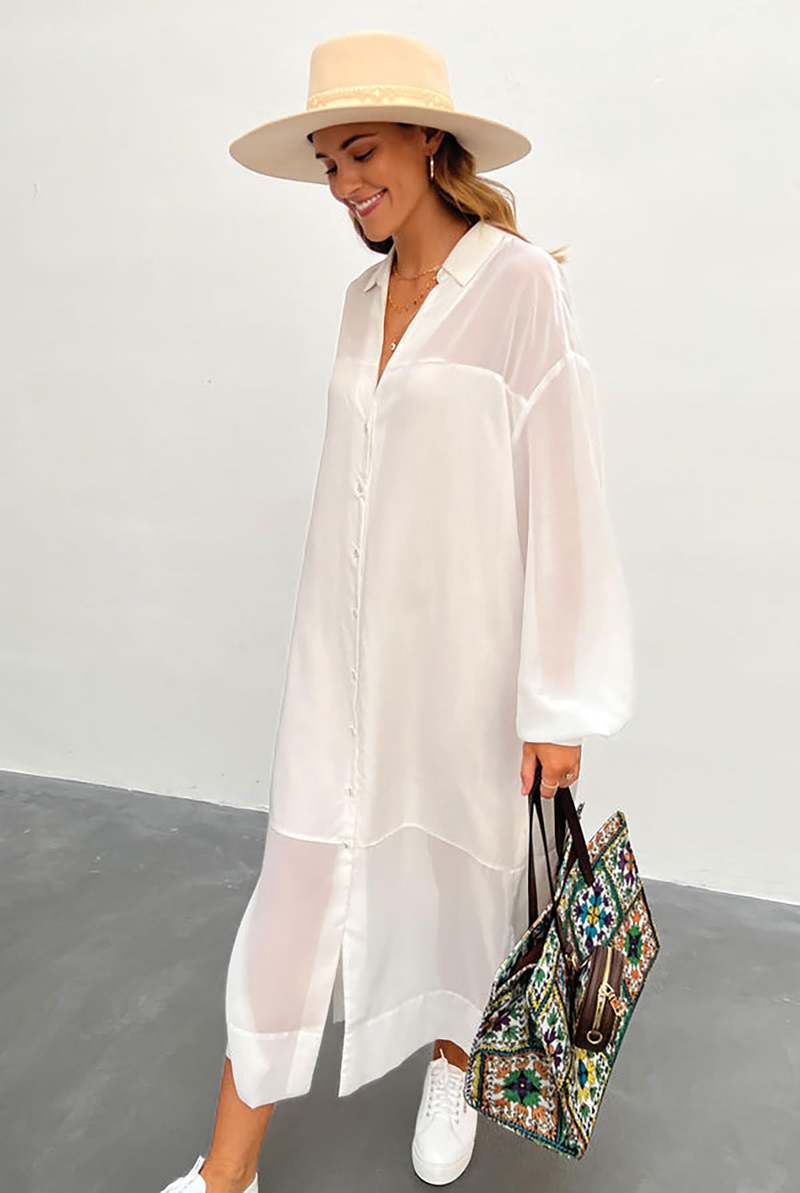 chinese dress ladies Black Long Sleeve Oversized Shirt Dress main image 1