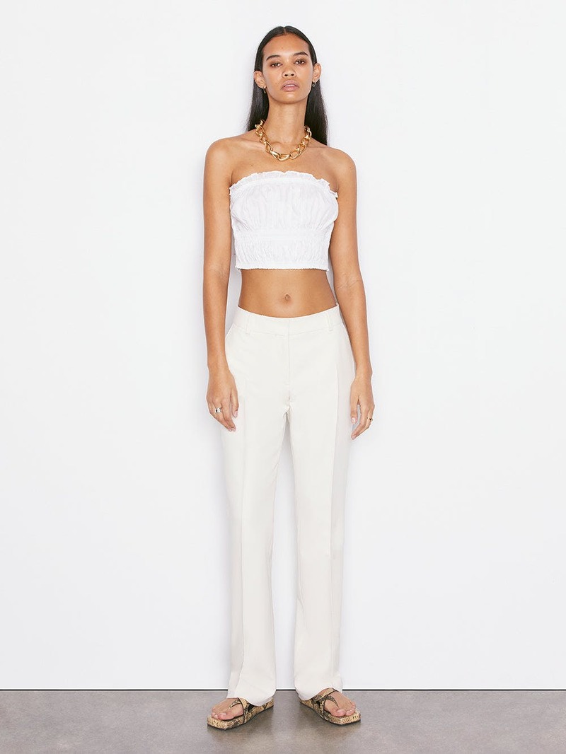 FRAME Denim Smocked Strapless Top