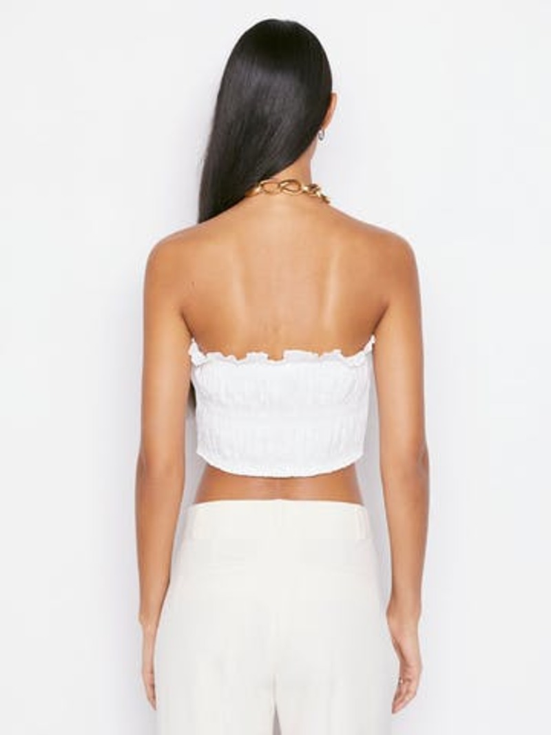 FRAME Denim Smocked Strapless Top