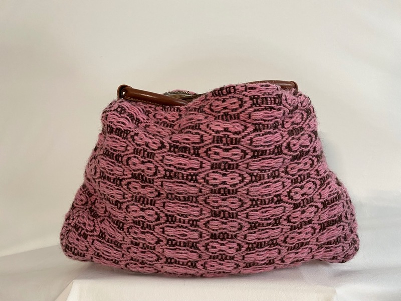 Maria La Rosa Pink & Brown Wool Knit Handbag