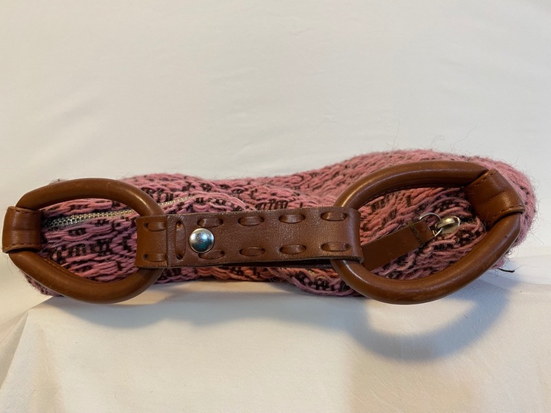 Maria La Rosa Pink & Brown Wool Knit Handbag