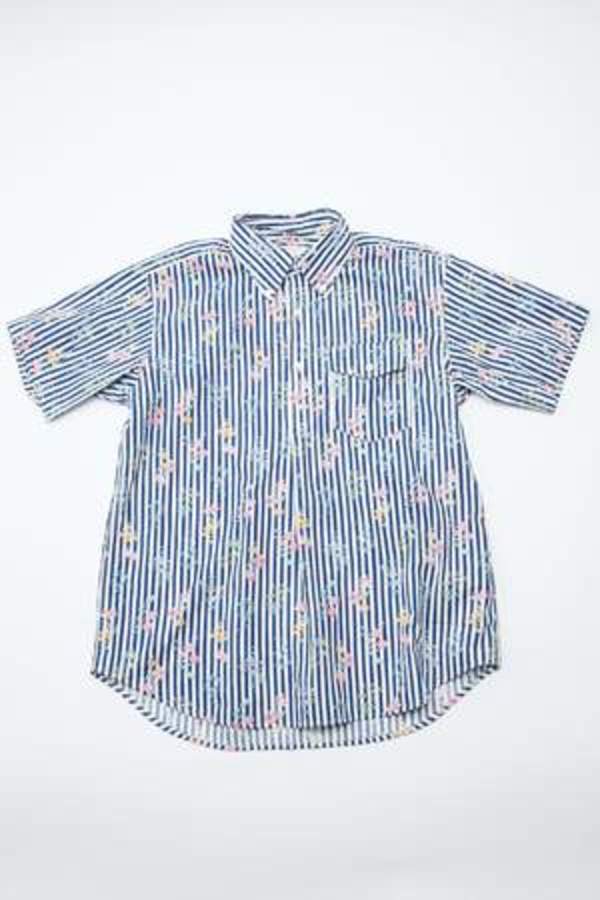 Engineered Garments Popover BD Shirt - Navy Floral Stripe Print