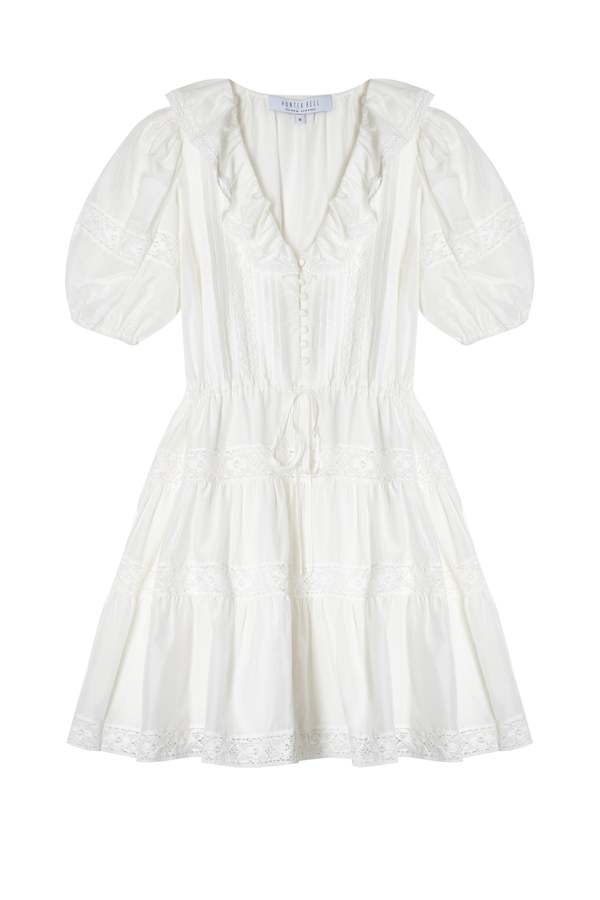 white linen ruffle dress Women's Flip-Flop Weather Linen Cover Up Dress in White main image 0