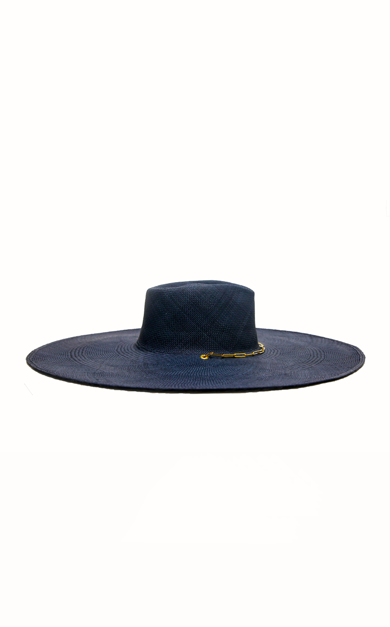ハット Van Palma SS22 LIVY XL W/SILVER CHAIN (LIVY.XL.S NAVY BLUE) Van Palma Livy XL Straw Hat - Navy Blue | Garmentory
