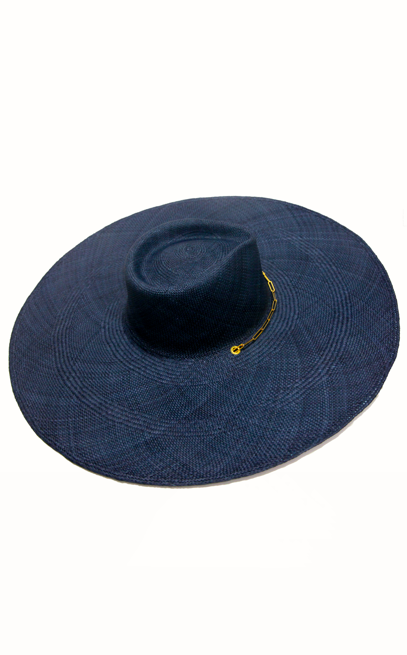 ハット Van Palma SS22 LIVY XL W/SILVER CHAIN (LIVY.XL.S NAVY BLUE) Van Palma Livy XL Straw Hat - Navy Blue | Garmentory