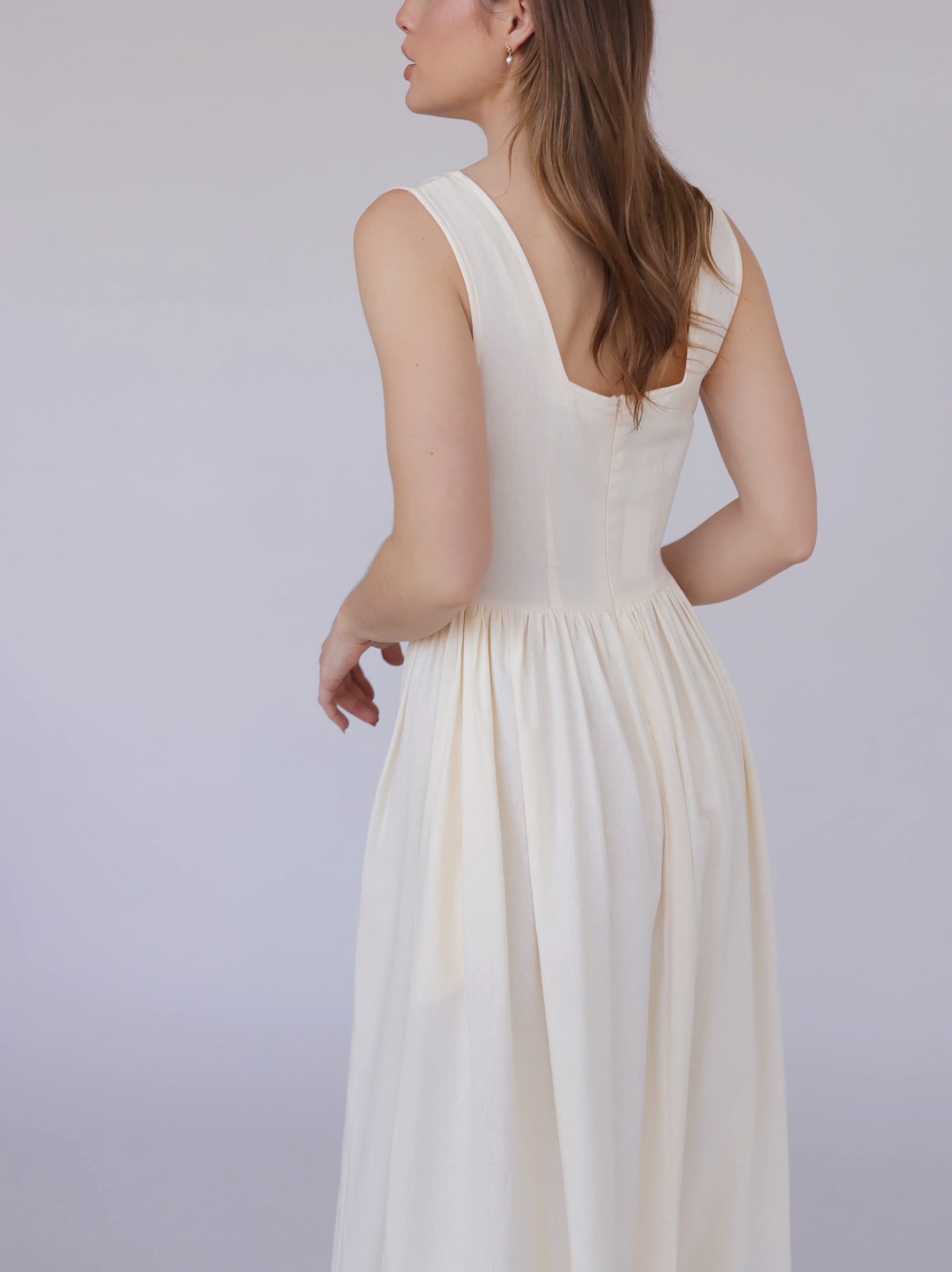 Tach Ivory Linen Dress Garmentory